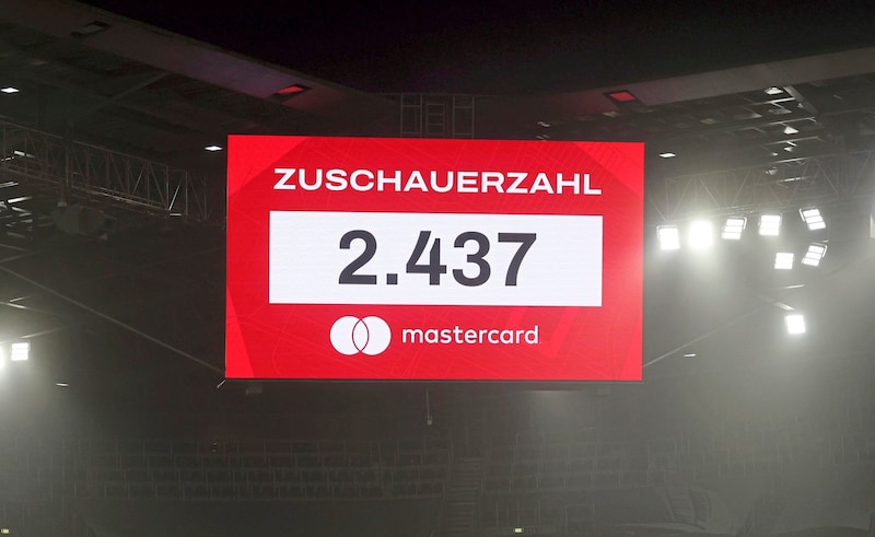 Only 2437 spectators came to the Bullen-Arena on Wednesday. (Bild: Tröster Andreas/Kronen Zeitung)