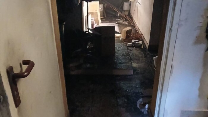 Der vom Brand stark in Mitleidenschaft gezogene Keller des Einfamilienhauses