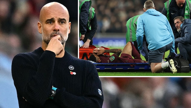 Pep Guardiola (li.) hadert mit dem Verletzungspech. (Bild: AFP/Oli SCARFF, AP/Ian Walton)