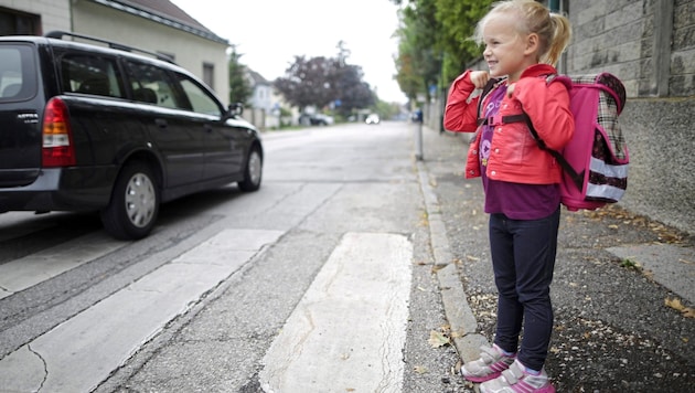 The safety of children in road traffic is likely to become an issue in many places during the local council election campaign. (Bild: picturedesk.com/GEORG HOCHMUTH / APA / picturedesk.com)