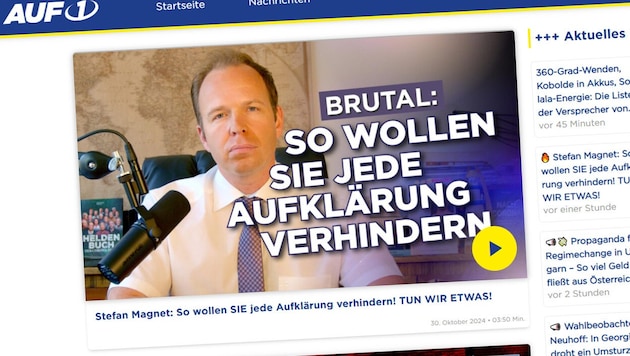 Stefan Magnet is the founder of the station, which is classified as right-wing extremist. (Bild: Krone KREATIV/auf1.tv)