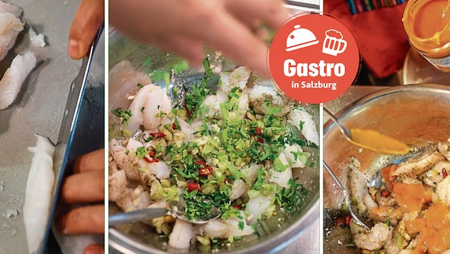 Ein, wenn nicht das Nationalgericht: Ceviche – kaltgegarter Fisch mit knackigen Beilagen (Bild: Markus Tschepp)