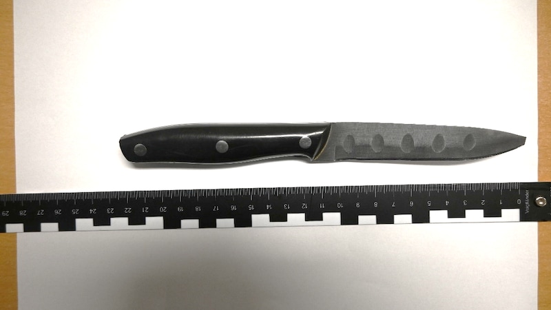 Mit diesem Messer wurde der 22-Jährige mit seinem Begleiter angegriffen. (Bild: LPD Wien)