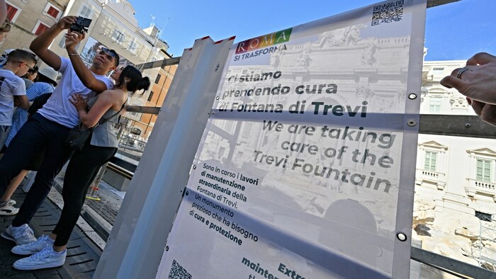 The Trevi Fountain in Rome is being restored.