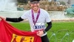 Rot-Gold schlägt mein Herz: Karl Frewein war unter den Teilnehmern am Chicago-Marathon der mit Abstand glücklichste Burgenländer. (Bild: zVg)