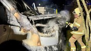 Die Feuerwehr führte Nachlöscharbeiten durch.