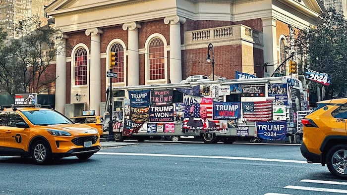 Die Präsenz der Trump-Anhänger ist auch in New York nicht zu übersehen – doch er hat dort nicht ...