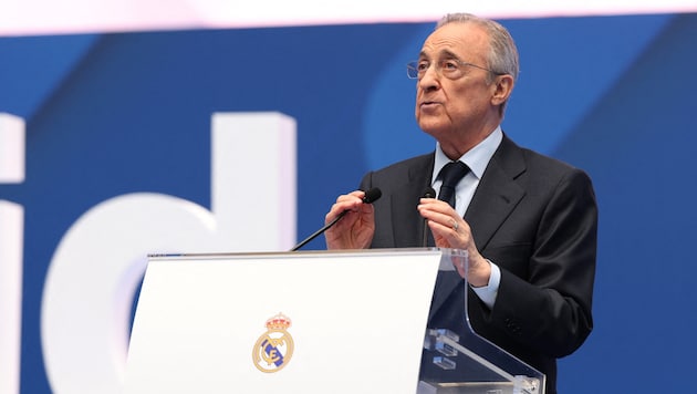 Real-Präsident Florentino Pérez arbeitet an einem Transfer-Doppelschlag. (Bild: APA/AFP/Pierre-Philippe MARCOU)