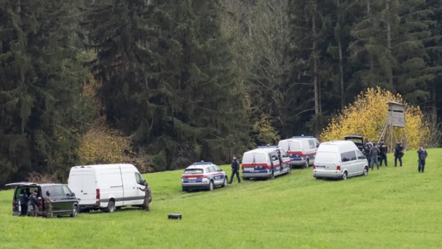 Bei diesem Waldstück wurde der tote, mutmaßliche Doppelmörder gefunden. (Bild: Werner Kerschbaummayr)