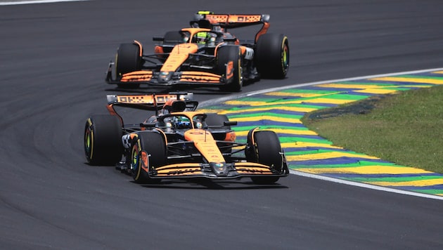 McLaren celebrated a double victory in the Brazil sprint. (Bild: AP ( via APA) Austria Presse Agentur/ASSOCIATED PRESS)