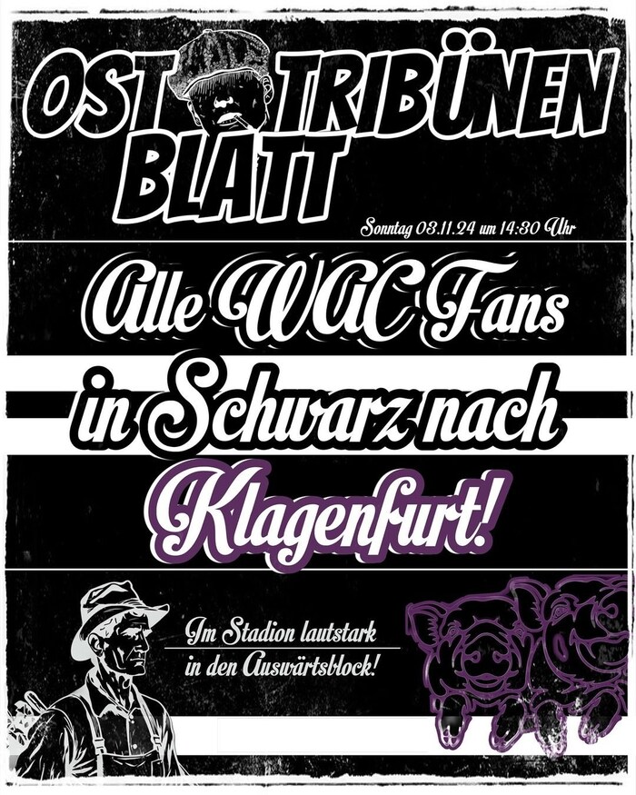 The posting of a WAC fan club on social media. On display: A farmer and purple pigs.