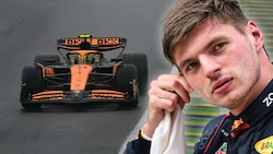 Lando Norris (li.) holt sich die Brasilien-Pole – Max Verstappen startet im Rennen von weit hinten. (Bild: APA/AFP/NELSON ALMEIDA, AFP)