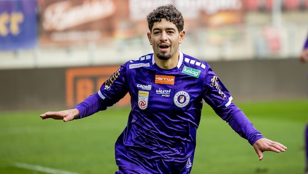 The man of the day in the Carinthian derby: Klagenfurt double goalscorer Ben Bobzien! (Bild: AKG-Images GmbH Archiv für Kunst u. Geschichte/GEPA pictures)