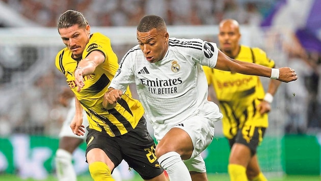 Marcel Sabitzer (l.) is used to Champions League duels with superstars like Mbappe. (Bild: EPA)