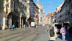 Kurzfristig war keine einzige Straßenbahn in der Herrengasse zu sehen (Bild: Eva Stockner)