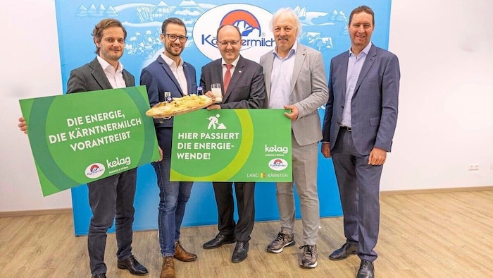 Kelag und Kärntnermilch: Christoph Herzeg, Landesrat Sebastian Schuschnig, Helmut Petschar, ...
