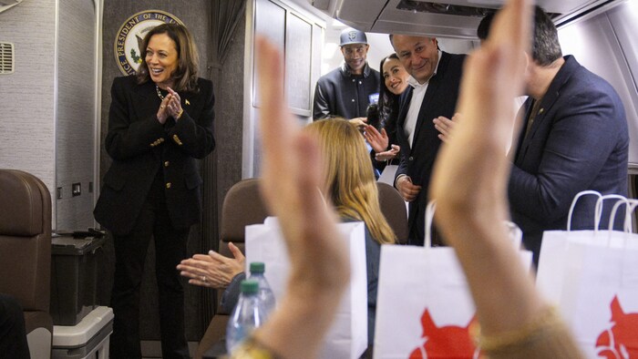Kamala Harris on board Air Force Two