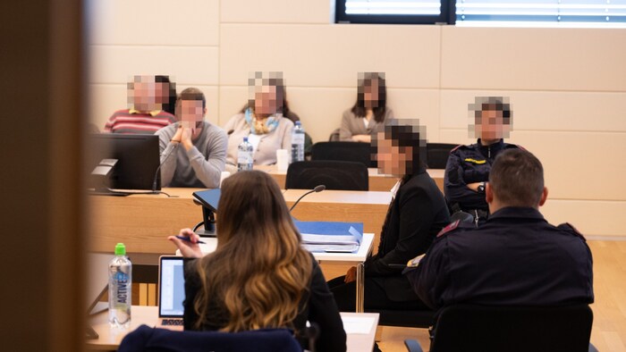 Die Angeklagte beim Prozessauftakt im Landesgericht Korneuburg (NÖ).