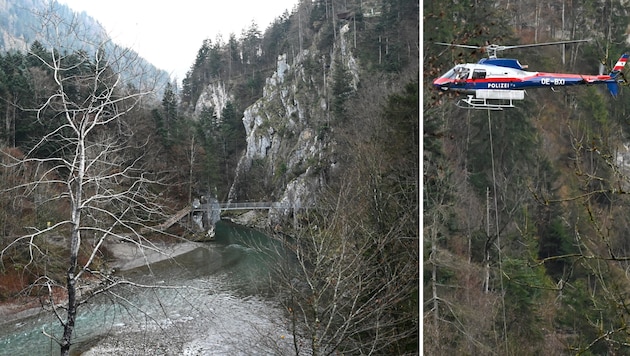 Die Leiche wurde mit dem Polizeihubschrauber geborgen. (Bild: ZOOM Tirol)