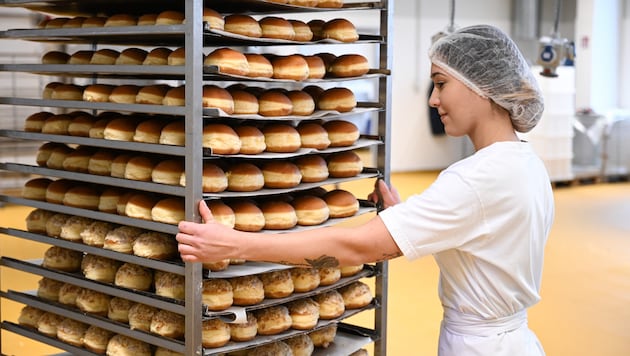 38 employees work in the new artisan bakery in Marchtrenk. (Bild: Wenzel Markus)