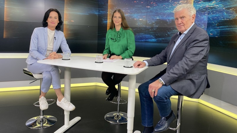 Eva Glawischnig, Tanja Pfaffeneder, Andreas Mölzer (Bild: krone.tv)