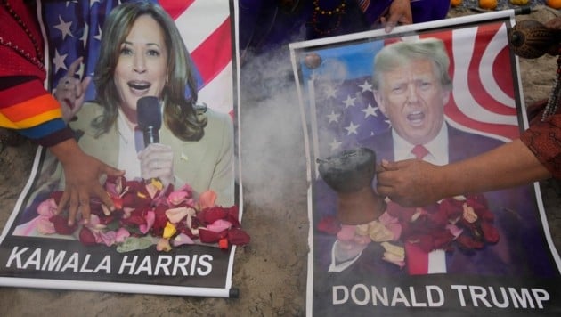 Schamanisches Ritual für Harris und Trump in Peru (Bild: AP/Martin Mejia)