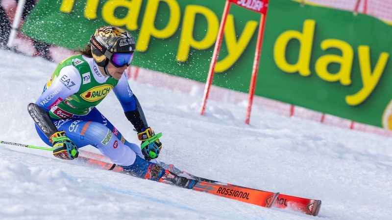 Federica Brignone used Marker bindings for her victory in Sölden. (Bild: GEPA pictures)