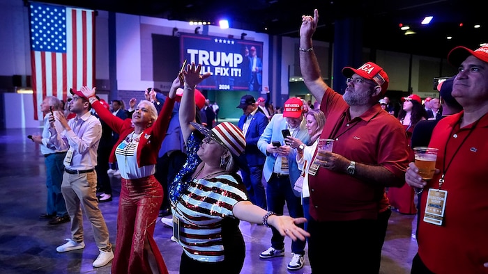 Cheers from Trump supporters, ...