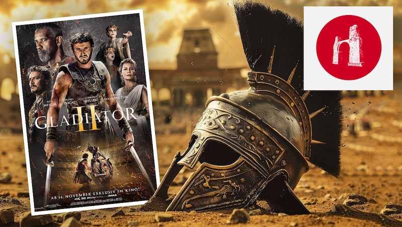 Gewinnen zum Kinostart (22.11.) von „Gladiator 2“ (Bild: Krone KREATIV/© 2024 Paramount Pictures; Römerstadt Carnuntum; stock.adobe.com)