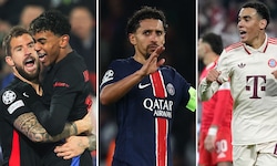 Der FC Barcelona (links: Lamine Yamal) und der FC Bayern (rechts: Jamal Musiala) bejubeln drei ...