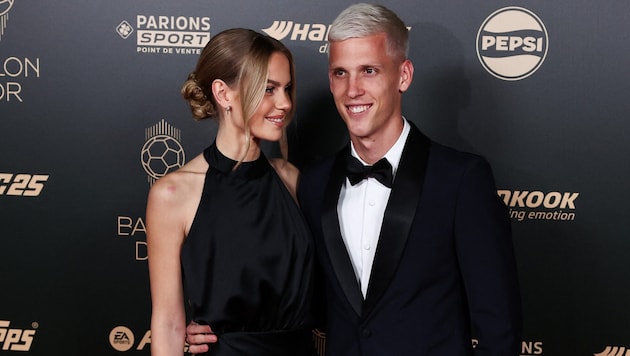 Dani Olmo mit Freundin Laura Schmitt (Bild: AFP/APA/FRANCK FIFE)