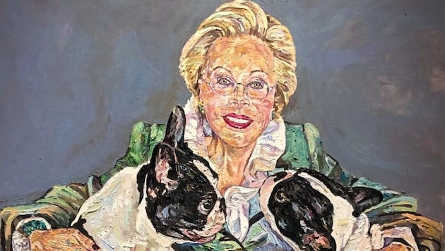 Dog lover Heidi Horten, portrayed by Carinthian painter Helga Druml. (Bild: Irina Lino )