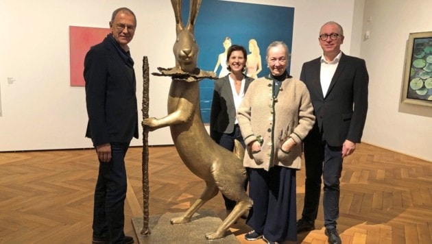 At the opening of the exhibition from the Heidi Horten Collection: Wolfgang Muchitsch, Director of the Carinthia Museum, Agnes Husslein-Arco from the Horten Collection, the curators Rolf Johannsen and Brigitte Ponta-Zitterer. The exhibition can be seen in Klagenfurt until April 6. (Bild: Irina Lino)