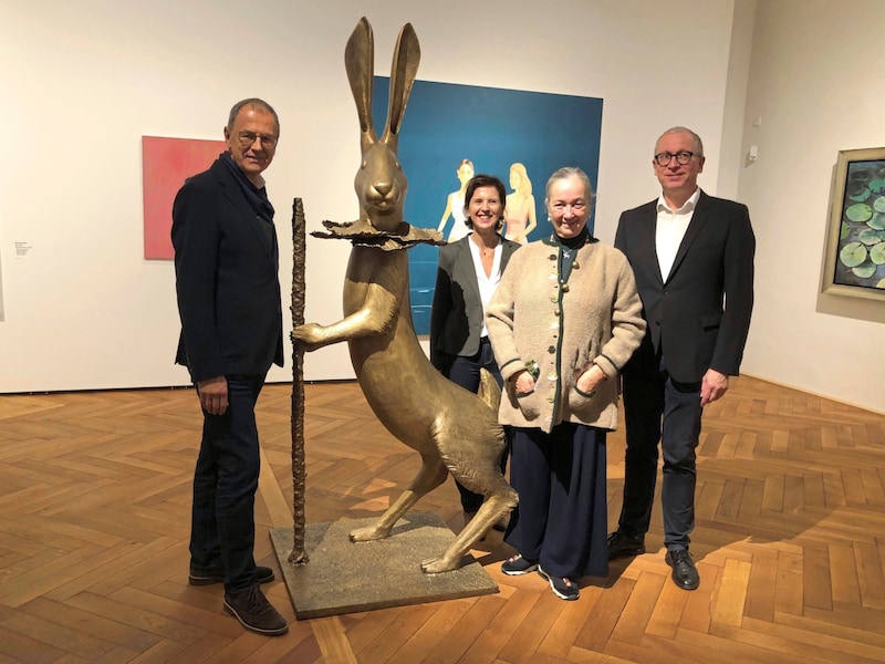 Wolfgang Muchitsch (kärnten.museum, left), A. Husslein-Arco (Horten Collection), curators Johannsen &amp; Ponta-Zitterer (Bild: Irina Lino)