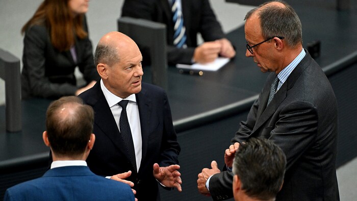 Bundeskanzler Olaf Scholz kann auf die Hilfe von Oppositionschef Friedrich Merz zählen. Dieser ...