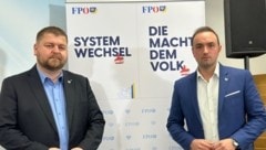 Setzen im Jänner 2025 auf starke blaue Zugewinne: Andreas Spanring (links) und Alexander Murlasits. (Bild: FPÖ NÖ)