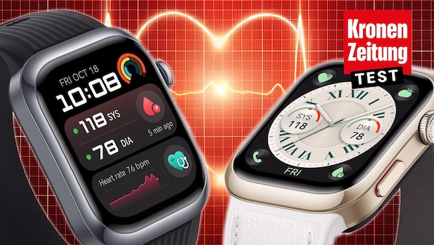 Huawei's Watch D2 is designed to measure blood pressure - and sometimes pushes it up. (Bild: Krone KREATIV/Huawei, Ольга – stock.adobe.com)