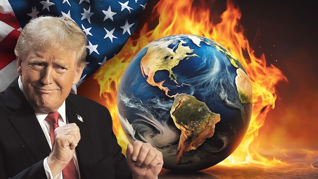 Donald Trump is not taking the climate crisis seriously. (Bild: Krone KREATIV/REUTERS/Carlos Barria, stock.adobe.com)