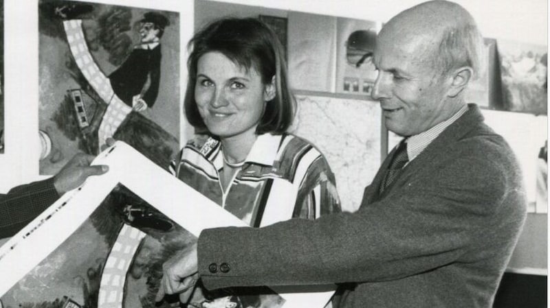 Peter Baum and Elisabeth Nowak-Thaller around 1986 in the Neue Galerie (Bild: ZVg)