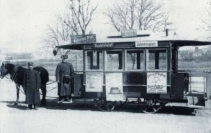 Die Pferdestraßenbahn fuhr bis zum Jakominiplatz.