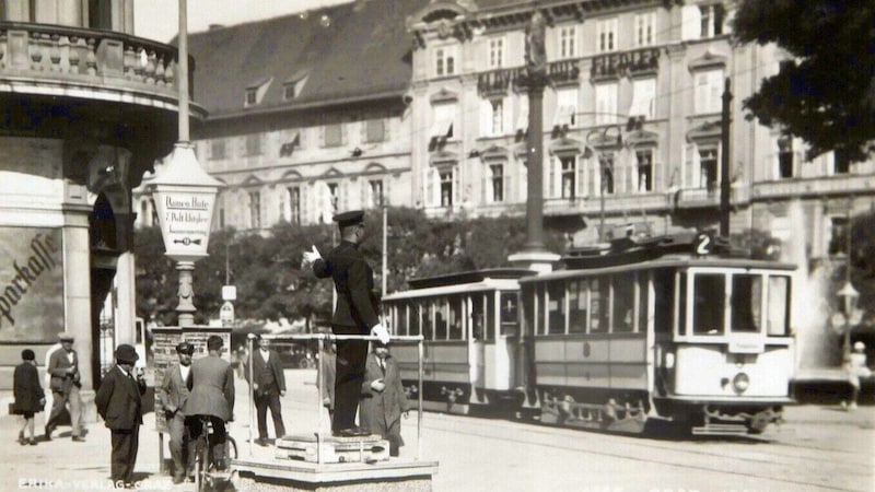 The "Zweierlinie" crossed the Joanneumring (photo 1929). (Bild: Gerald Neger)