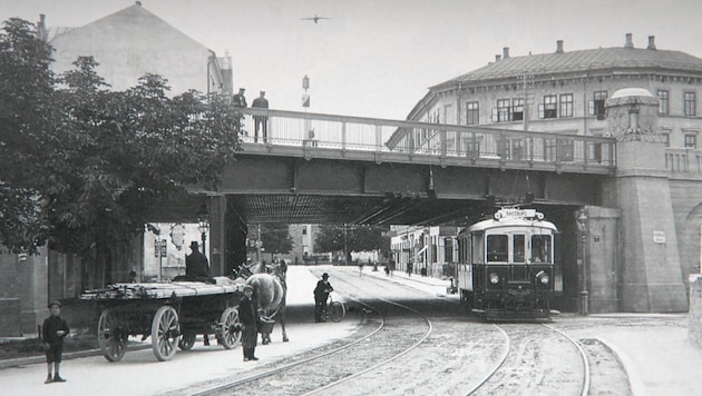 Gleise durchs Salzburger Zentrum? Das gab es schon einmal. Und zwar für die Straßenbahn von 1886 bis 1953. (Bild: Repro: WOLFGANG WEBER)