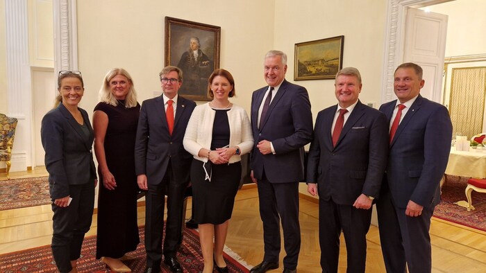 Visiting the Austrian Embassy: Ornella Di Benedetto, Gisela Wenger-Oehn, Dominik Heinrich (WFP), ...