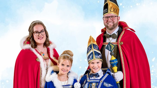 Nicole Glanznig and Marc Germeshausen reign at Villach's anniversary carnival. Sukey Welisch and Nico Rainer are the children's prince and princess of the 2025 season. (Bild: Villacher Faschingsgilde/Knaus)