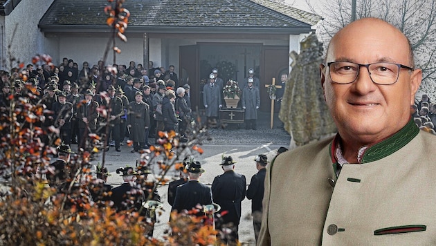 Around 800 mourners accompanied Mayor Franz Hofer on his last journey in Kirchberg ob der Donau. (Bild: Krone KREATIV/Markus Wenzel, zVg)