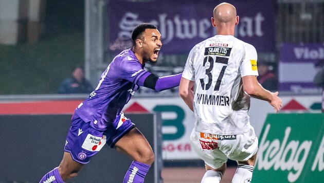 Maurice Malone scored the golden goal for Vienna Austria against WAC in the 61st minute. (Bild: GEPA/GEPA pictures)