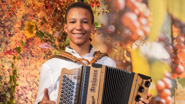 Der Gewinner des „Steirischen Harmonikawettbewerbs 2024“: Philip Pscheidt aus Weiz, 13 Jahre (Bild: ORF/Regine Schoettl)