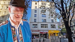 Hans S. wurde tot in jenem Haus am Rabensteig aufgefunden. (Bild: Krone KREATIV/Stefan Steinkogler, picturedesk.com/Dieter Brasch/Gusto, Krone KREATIV)