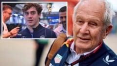 Helmut Marko (re.) und Red Bull haben ein Auge auf Franco Colapinto geworfen. (Bild: AFP/AFP, APA)