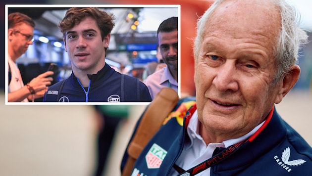 Helmut Marko (right) and Red Bull have their eye on Franco Colapinto. (Bild: AFP/AFP, APA)